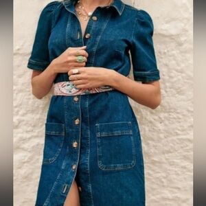 Sezane Indigo Denim Mini Dress